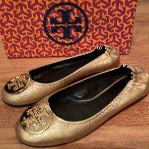 Gold Tory Burch flats